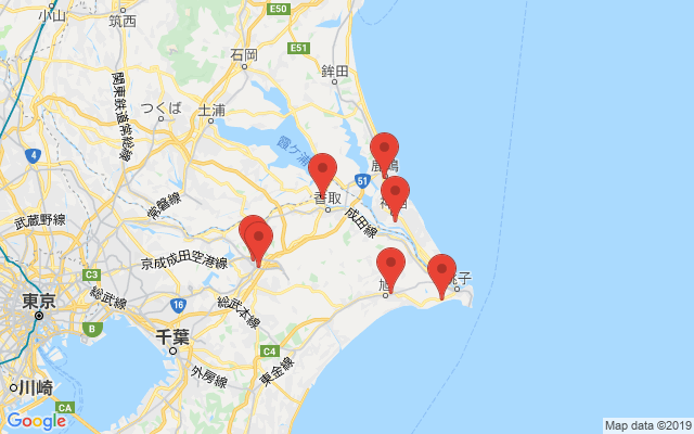 神栖の保険相談窓口のマップ